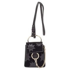 Chloe Black Leather and Suede Mini Star Faye Crossbody Bag