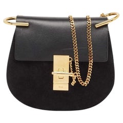 Chloe Black Leather and Suede Small Drew Chain Crossbody Bag