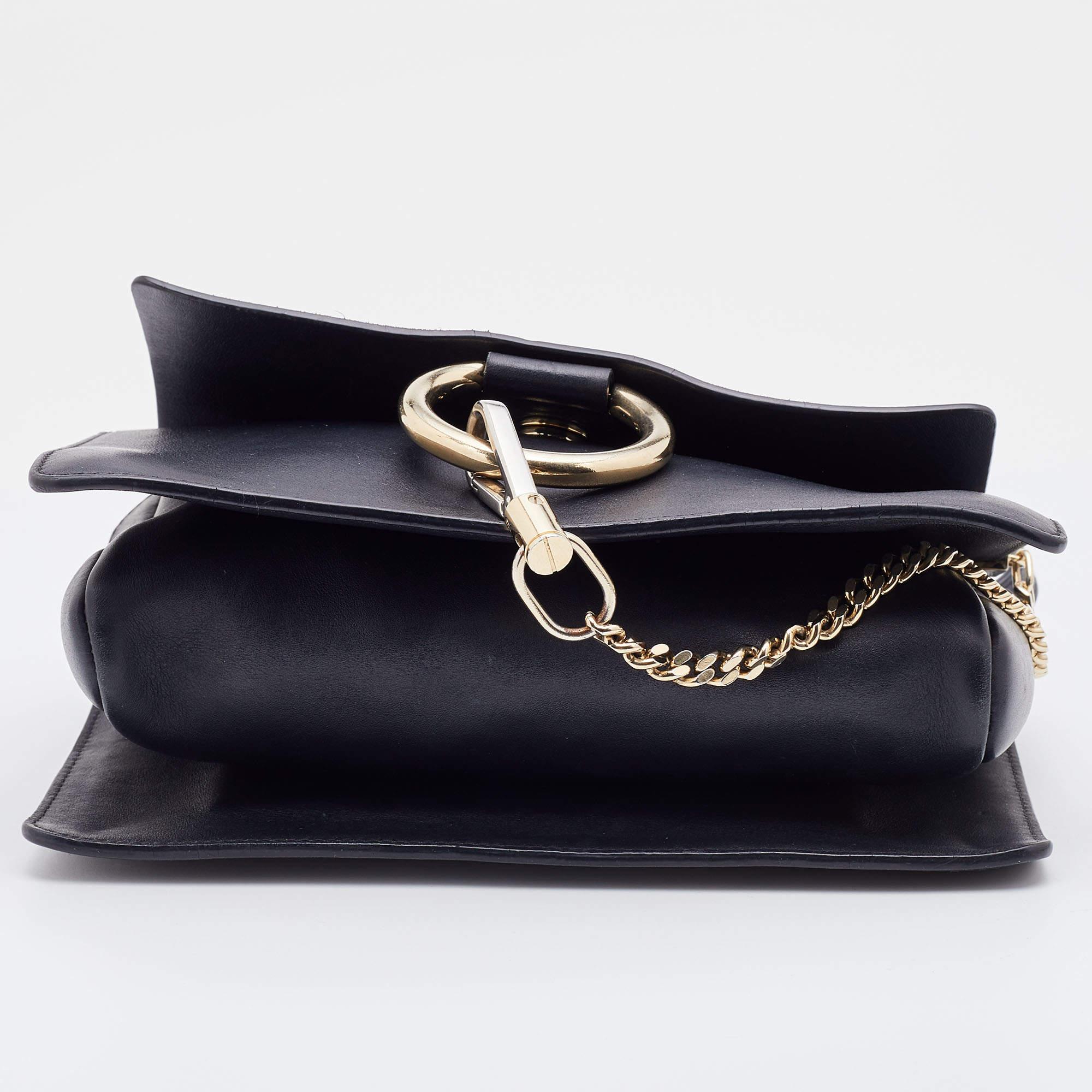 Chloe Black Leather and Suede Small Faye Shoulder Bag 1