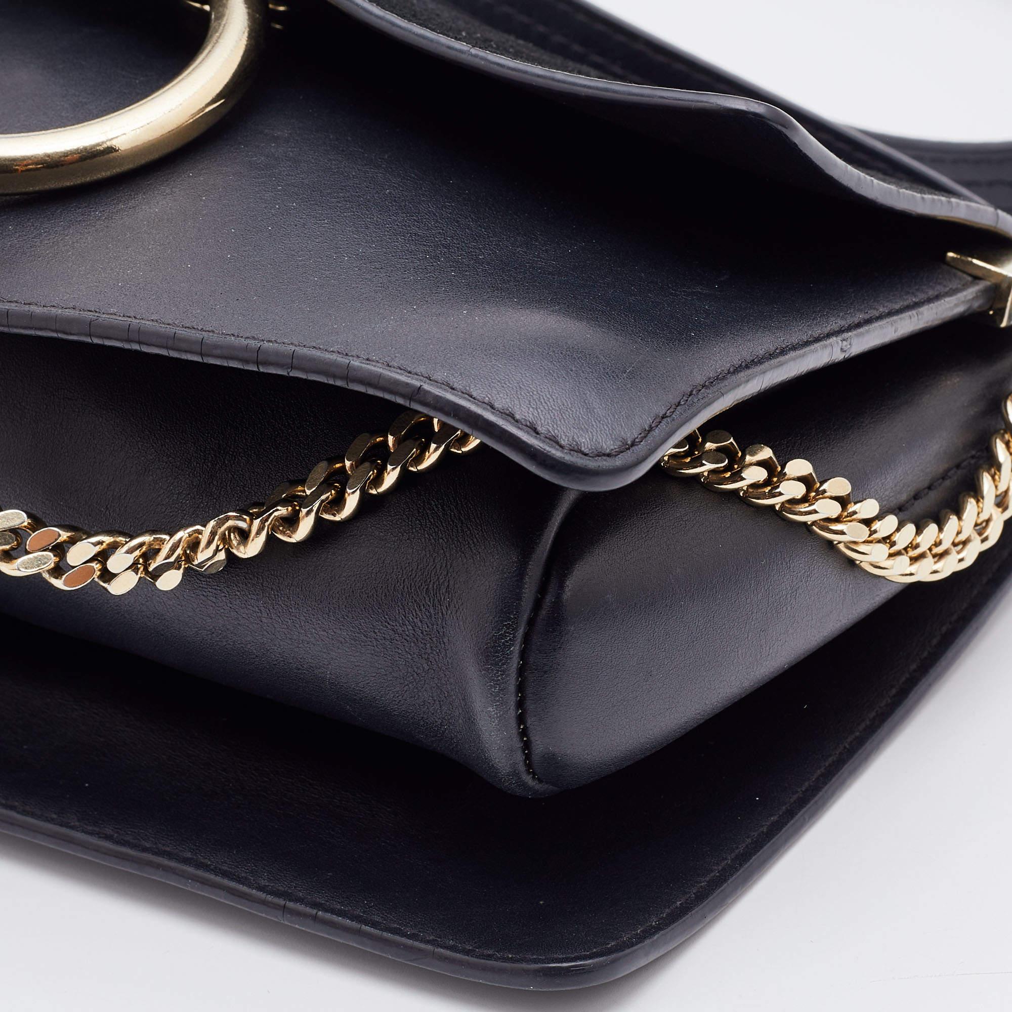 Chloe Black Leather and Suede Small Faye Shoulder Bag 2