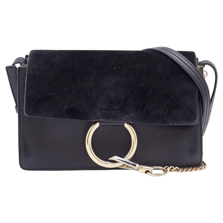 Chloe Black Leather and Suede Small Faye Shoulder Bag For Sale at 1stDibs