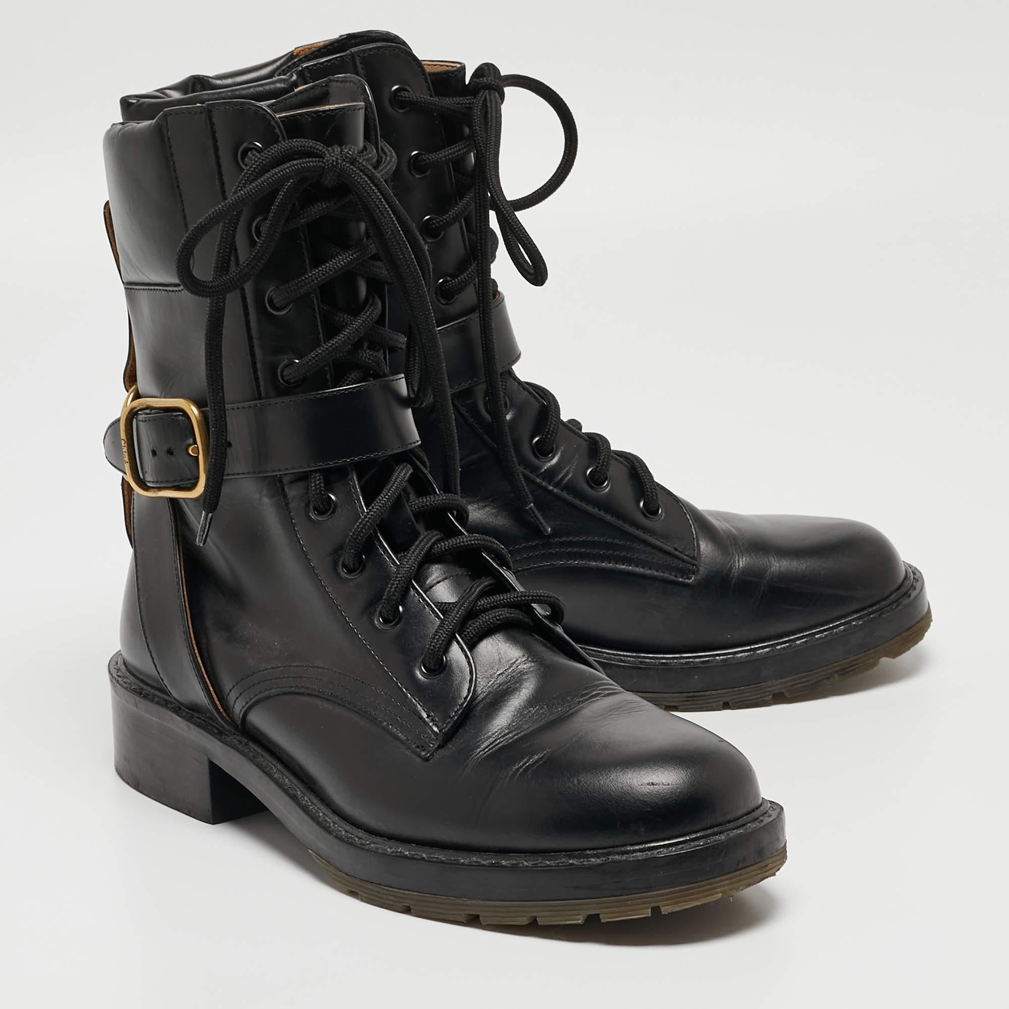 Chloe Black Leather Ankle Boots Size 40.5 In Good Condition In Dubai, Al Qouz 2