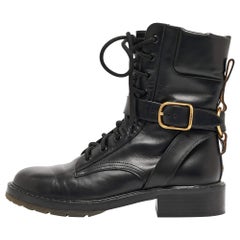 Used Chloe Black Leather Ankle Boots Size 40.5