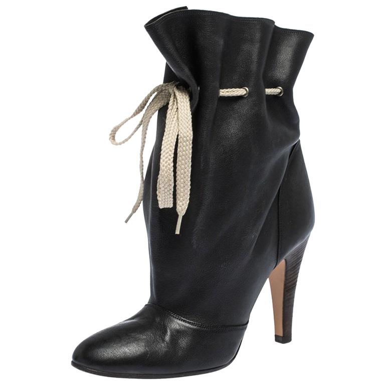 Chloé - Bottines en cuir noir longueur cheville, taille 37,5