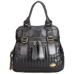 Chloe Black  Leather Bay Handbag Italy w/ Dust Bag