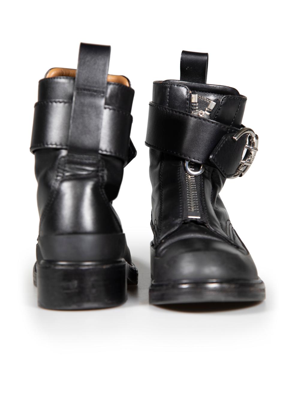 Chloé Black Leather Buckled Biker Boots Size IT 36 In Good Condition For Sale In London, GB