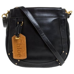 Chloe Schwarz Leder Eden Crossbody Tasche