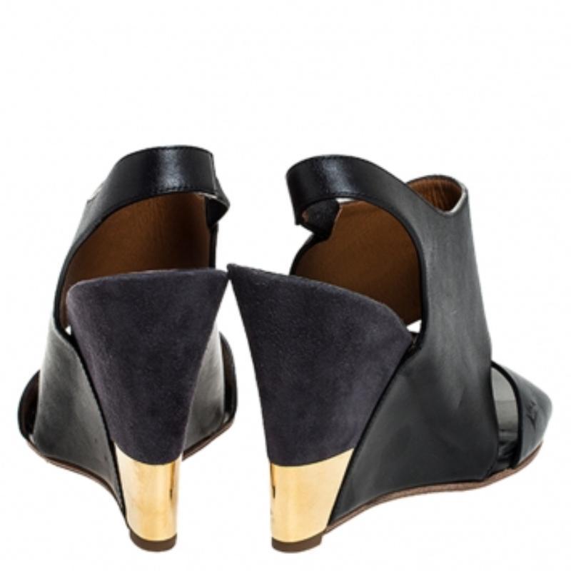 Chloe Sandali con zeppa Eliza in pelle nera misura 39,5 in vendita 1