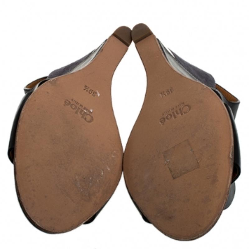 Chloe Sandali con zeppa Eliza in pelle nera misura 39,5 in vendita 2