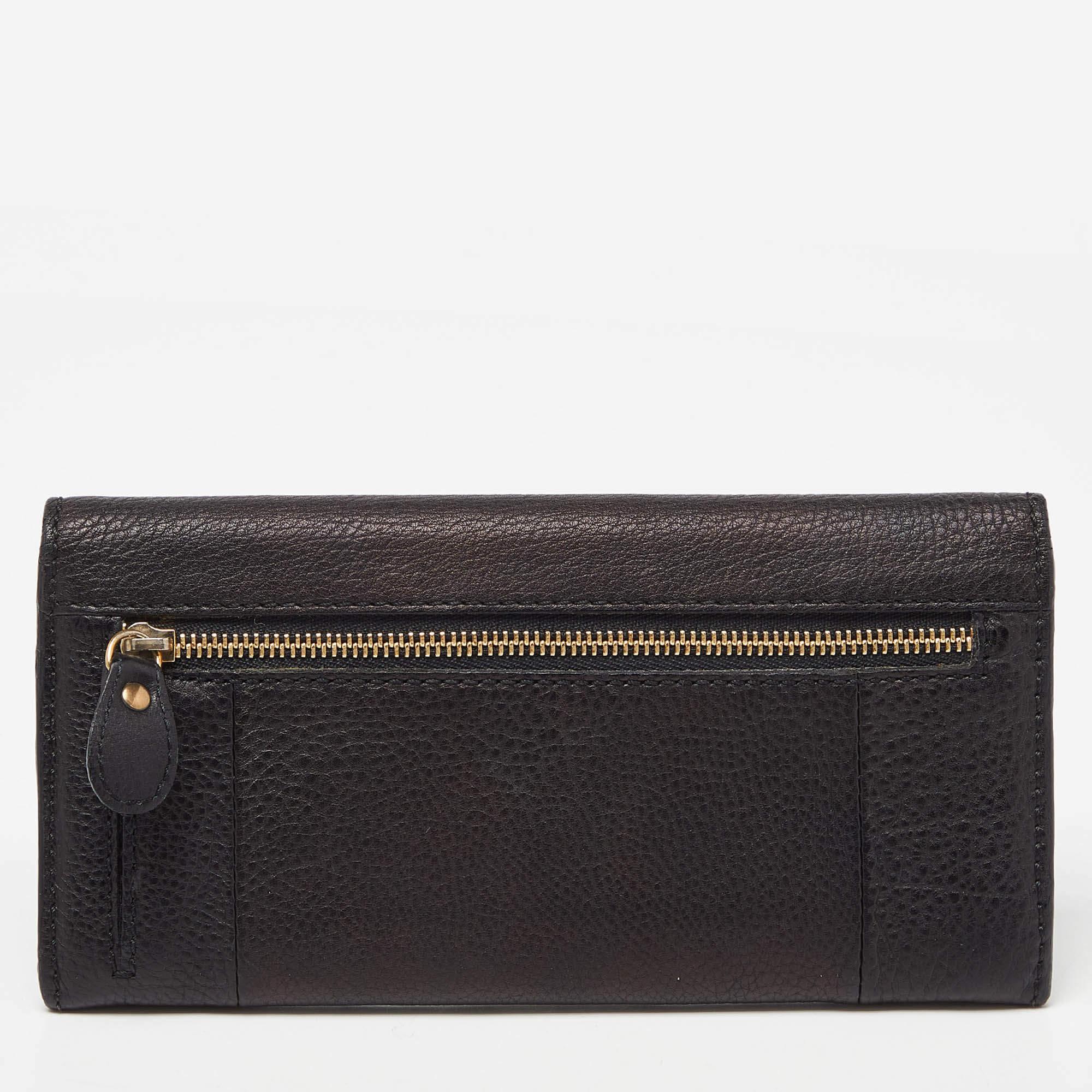 Chloe Black Leather Elsie Continental Wallet For Sale 1