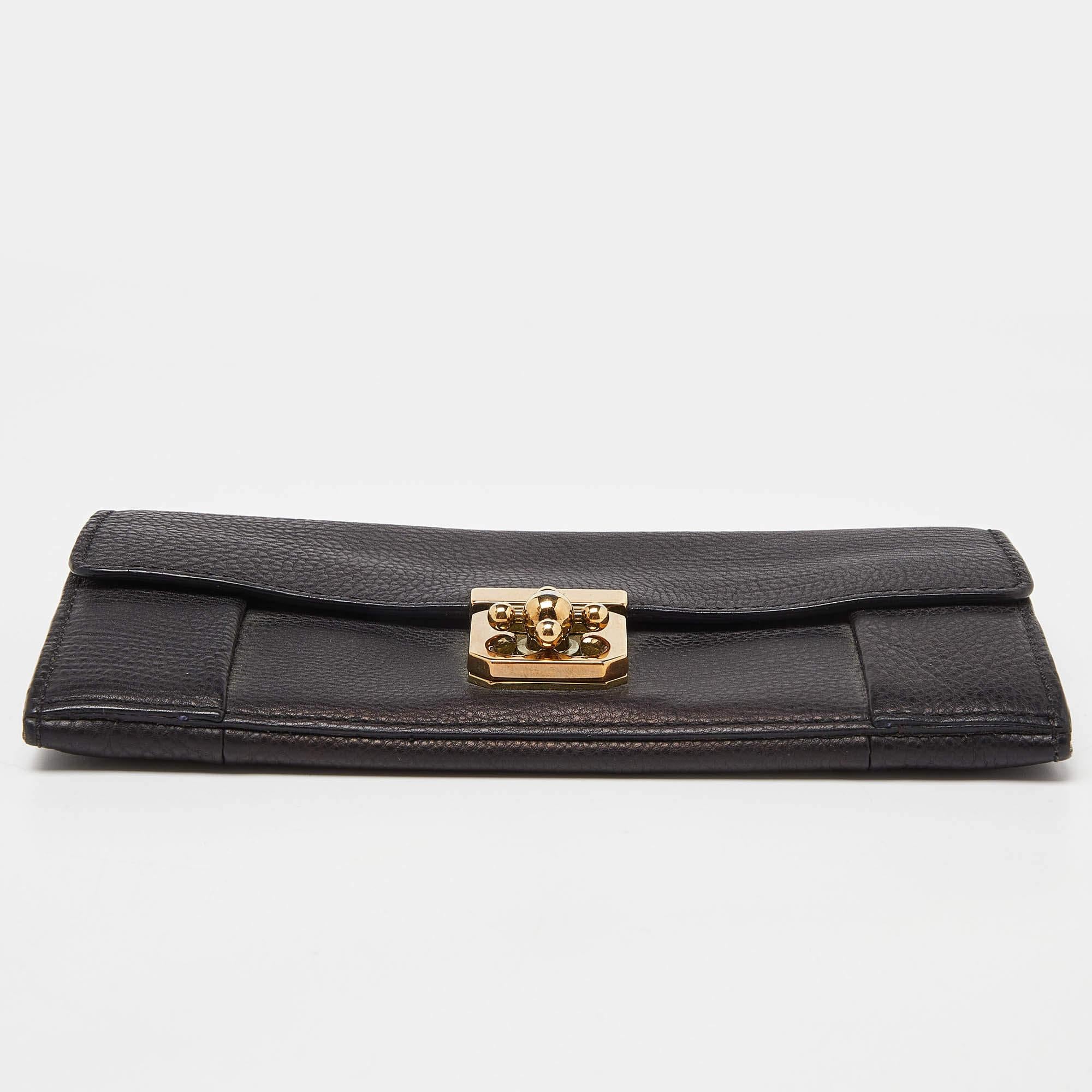 Chloe Black Leather Elsie Continental Wallet For Sale 3