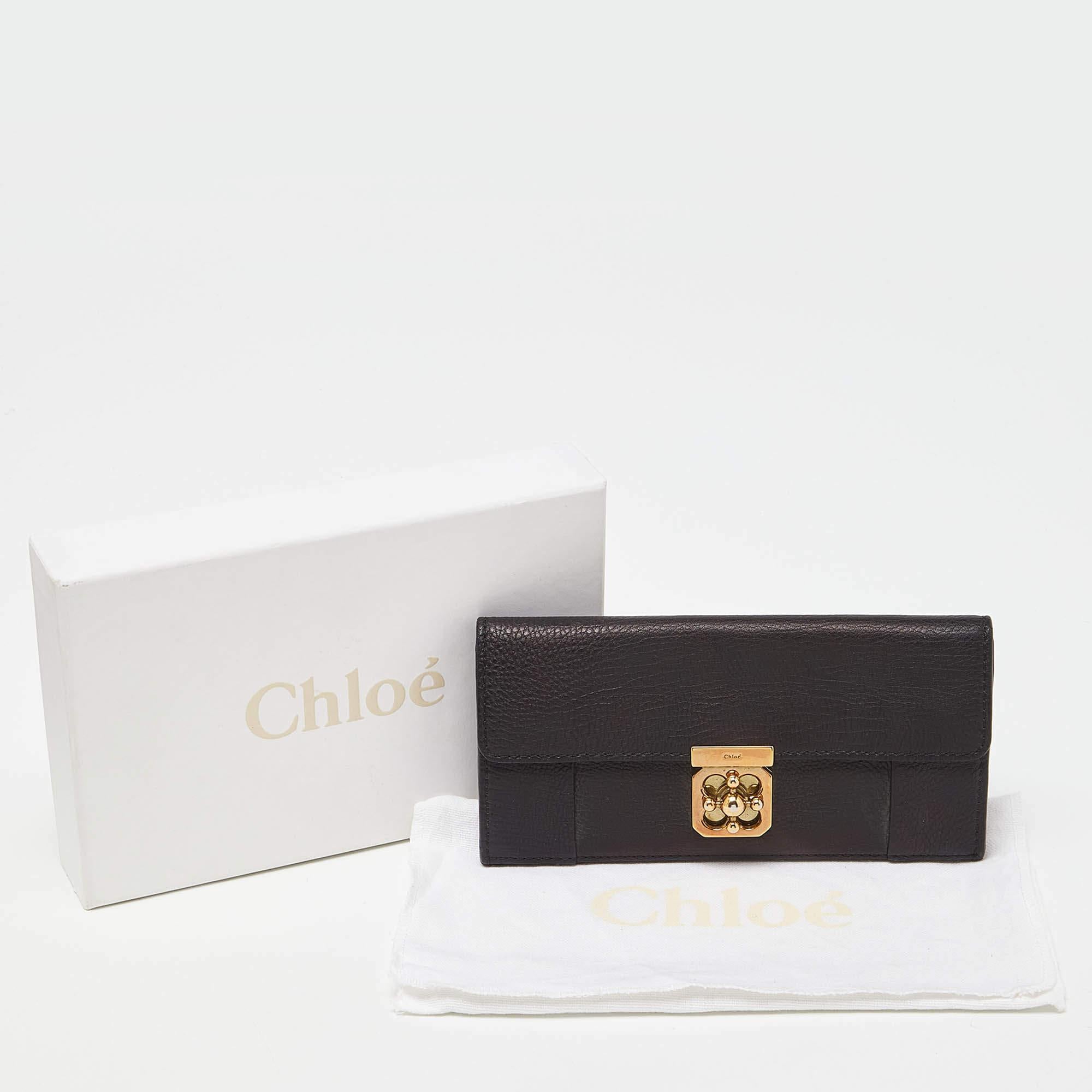 Chloe Black Leather Elsie Continental Wallet For Sale 4