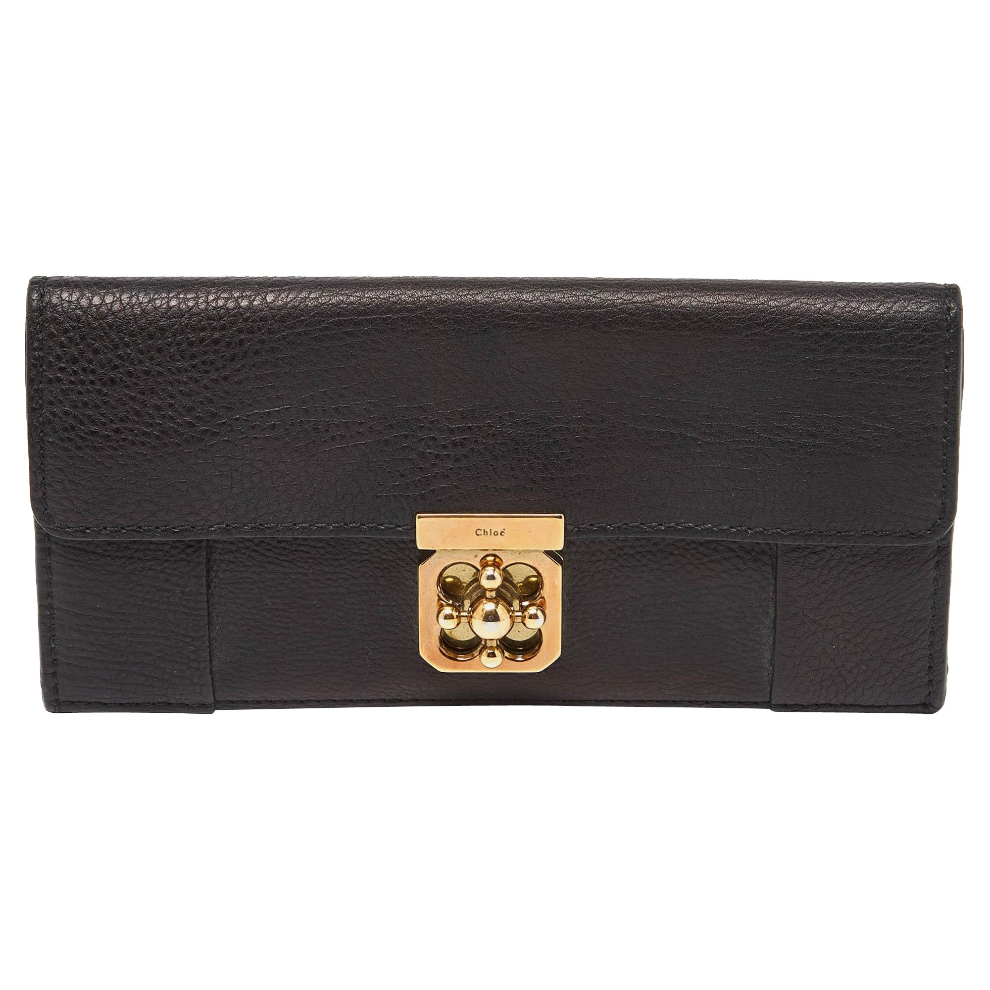 Chloe Elsie Continental Brieftasche aus schwarzem Leder