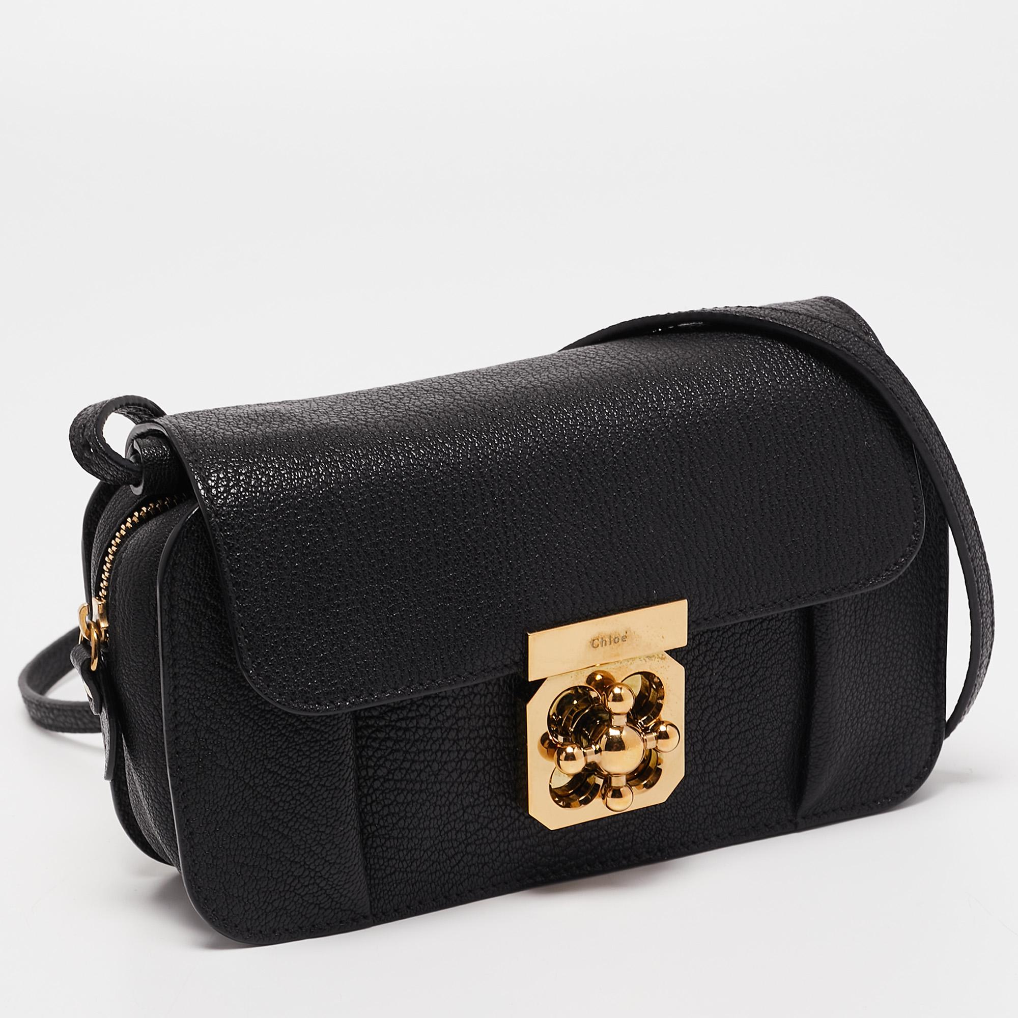 Women's Chloe Black Leather Elsie Crossbody Bag