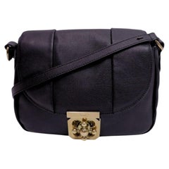 Chloé Black Leather Elsie Shoulder Bag with Gold Turn Lock