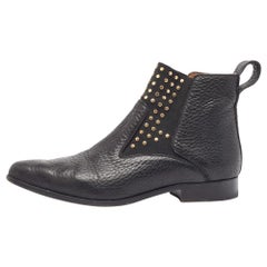 Used Chloe Black Leather Embellished Ankle Boots Size 38
