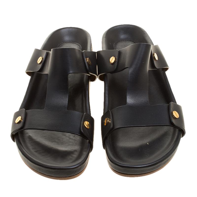 chloe black flat sandals