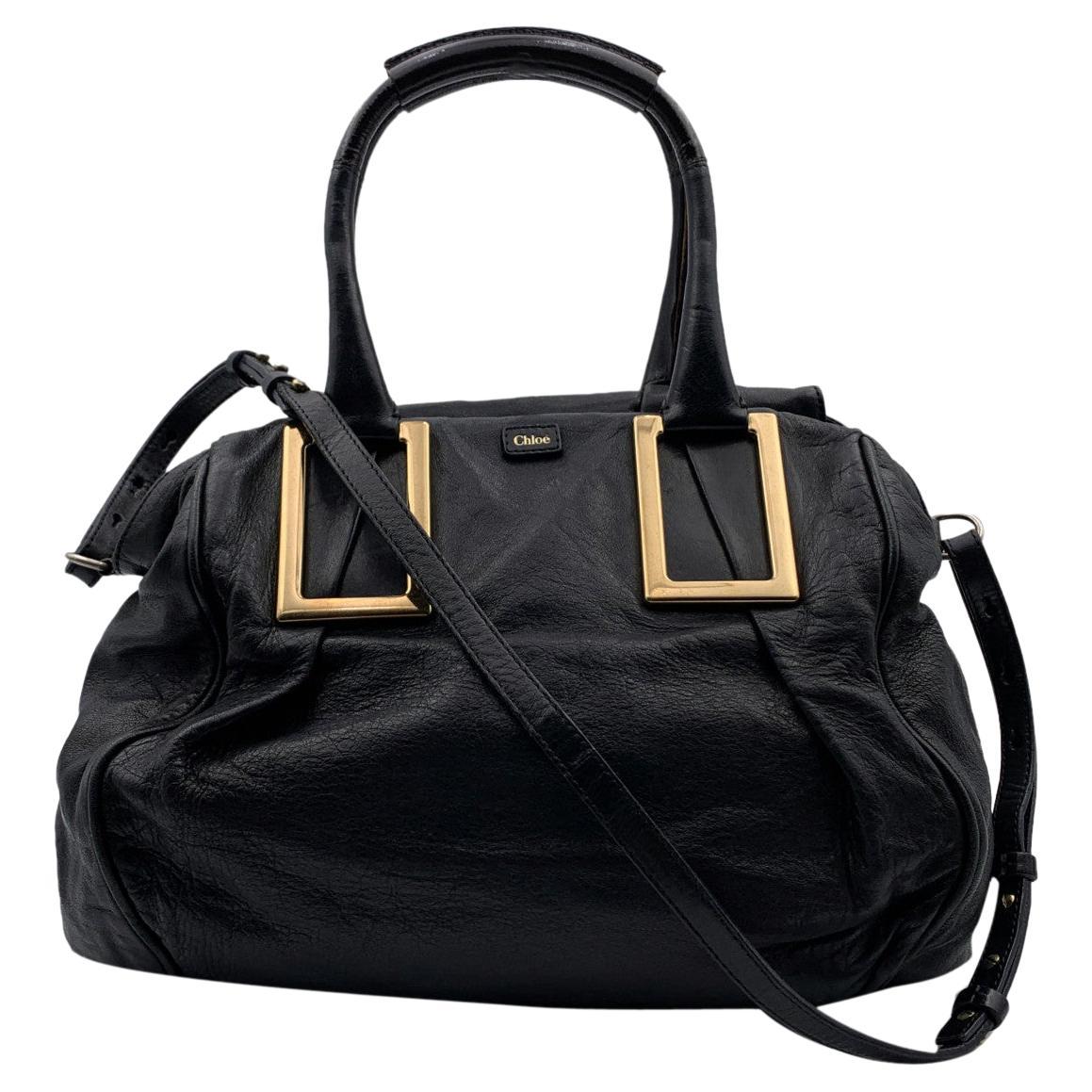 Chloe Black Leather Ethe lBag Tote Satchel Handbag with Strap For Sale ...