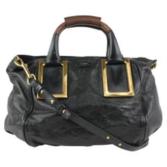 Vintage Chloé Black Leather Ethel 2way Tote Bag 4CH108