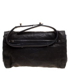 Chloe Black Leather Gold Bow Flap Clutch