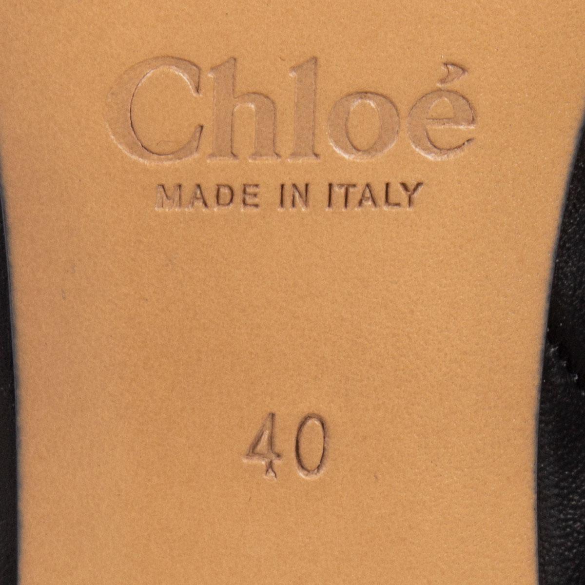 Black CHLOE black leather HARPER Lace-UP Mid-Calf Boots Shoes 40