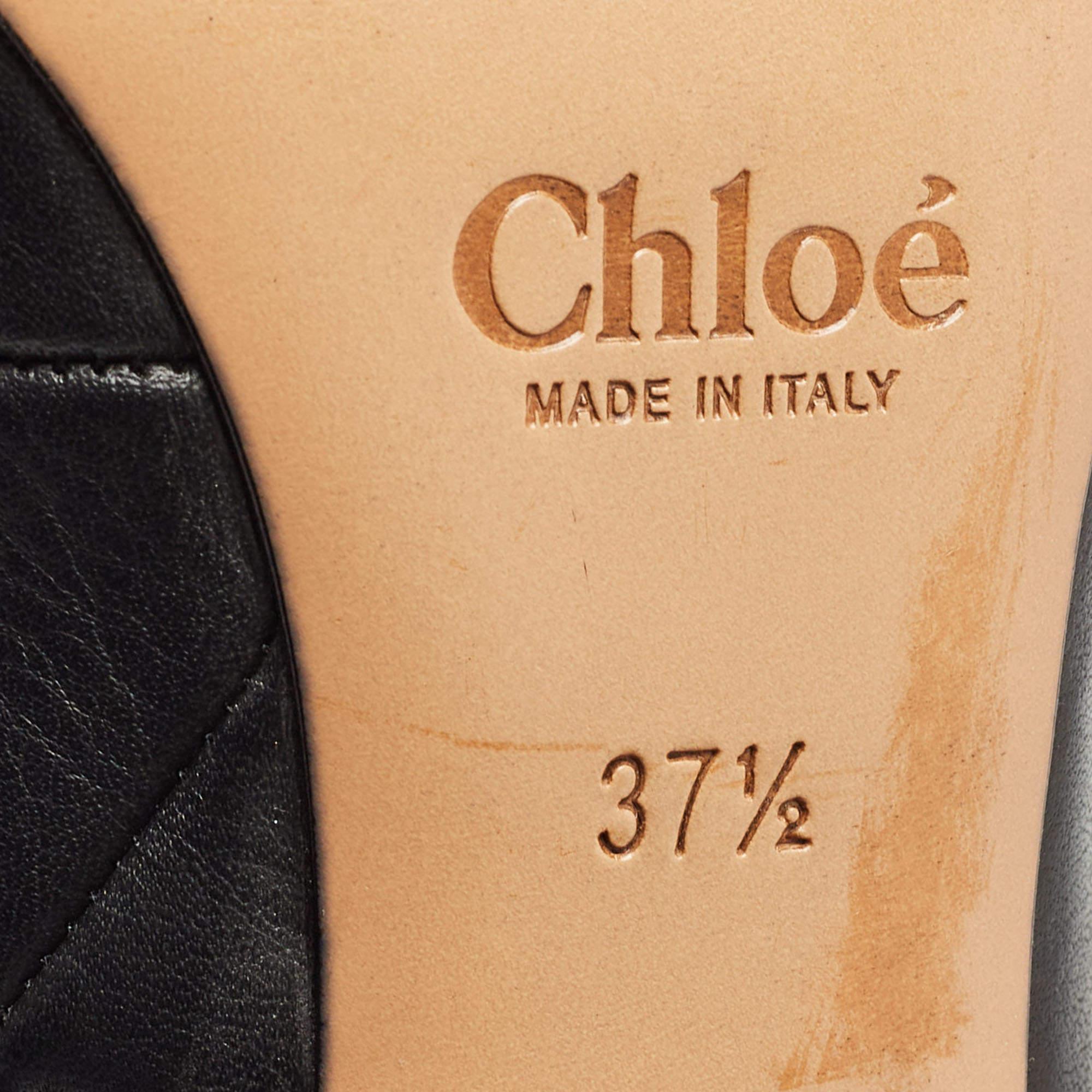 Chloe Negro Cuero Harper Peep Toe Tobillo Wrap Botines Tamaño 37.5 en venta 3