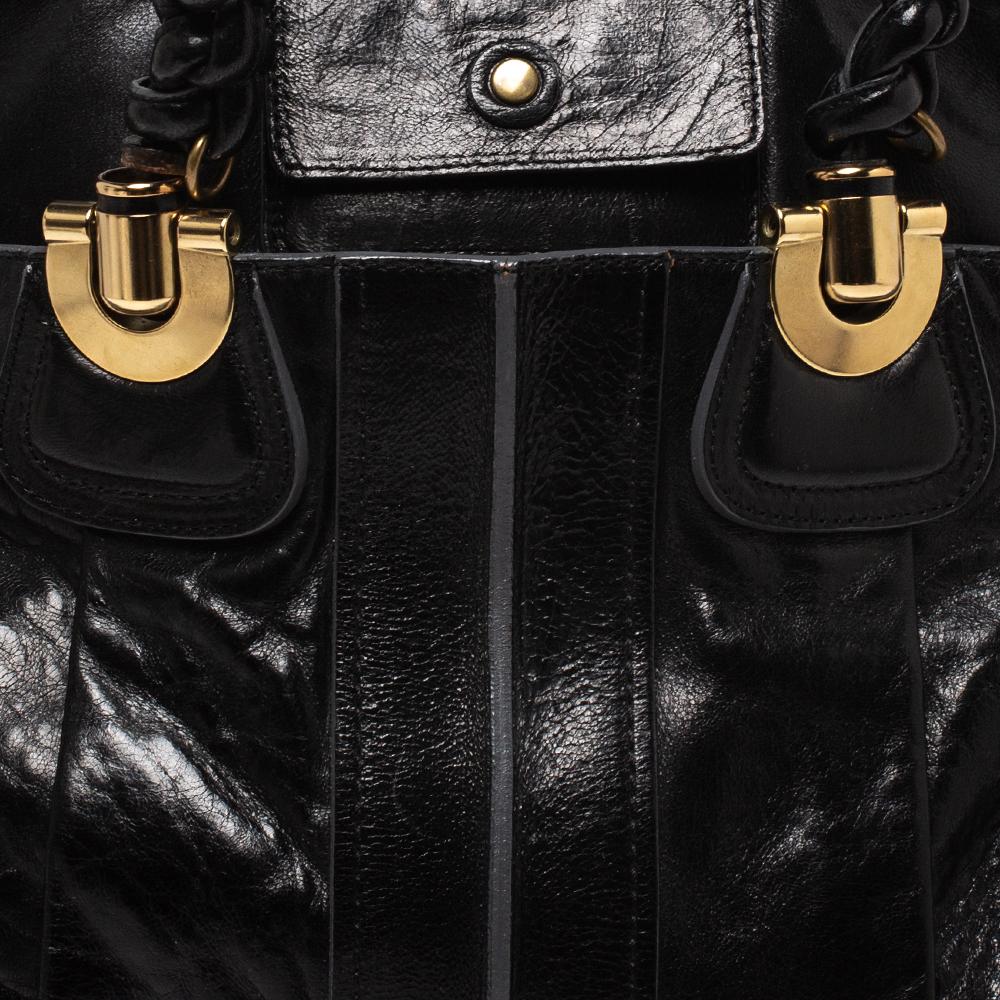 Chloe Black Leather Heloise Satchel For Sale 5