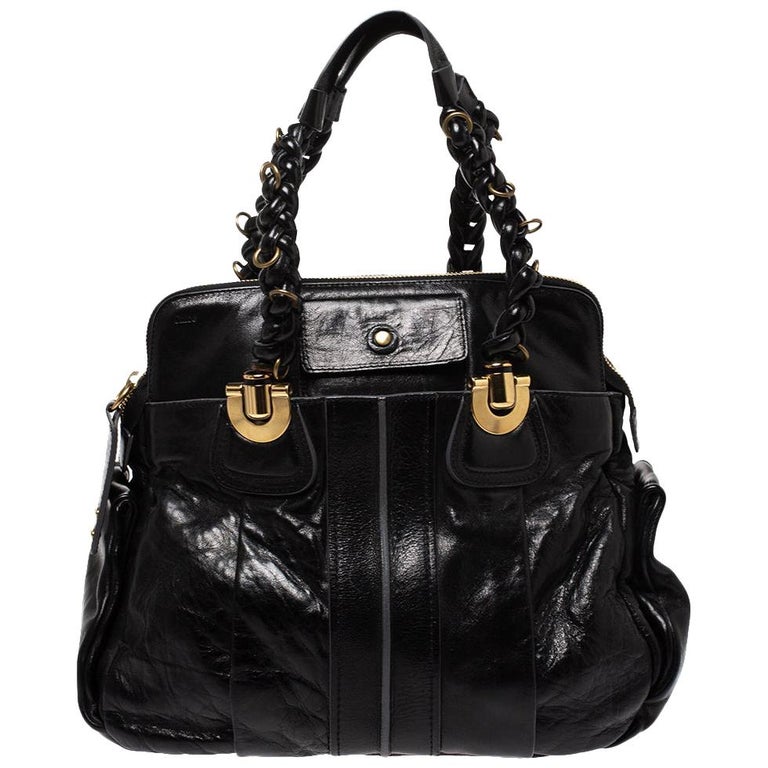 Chloe Black Leather Heloise Satchel For Sale at 1stDibs | chloe heloise bag,  chloe diaper bag navy, chloe changing bag navy