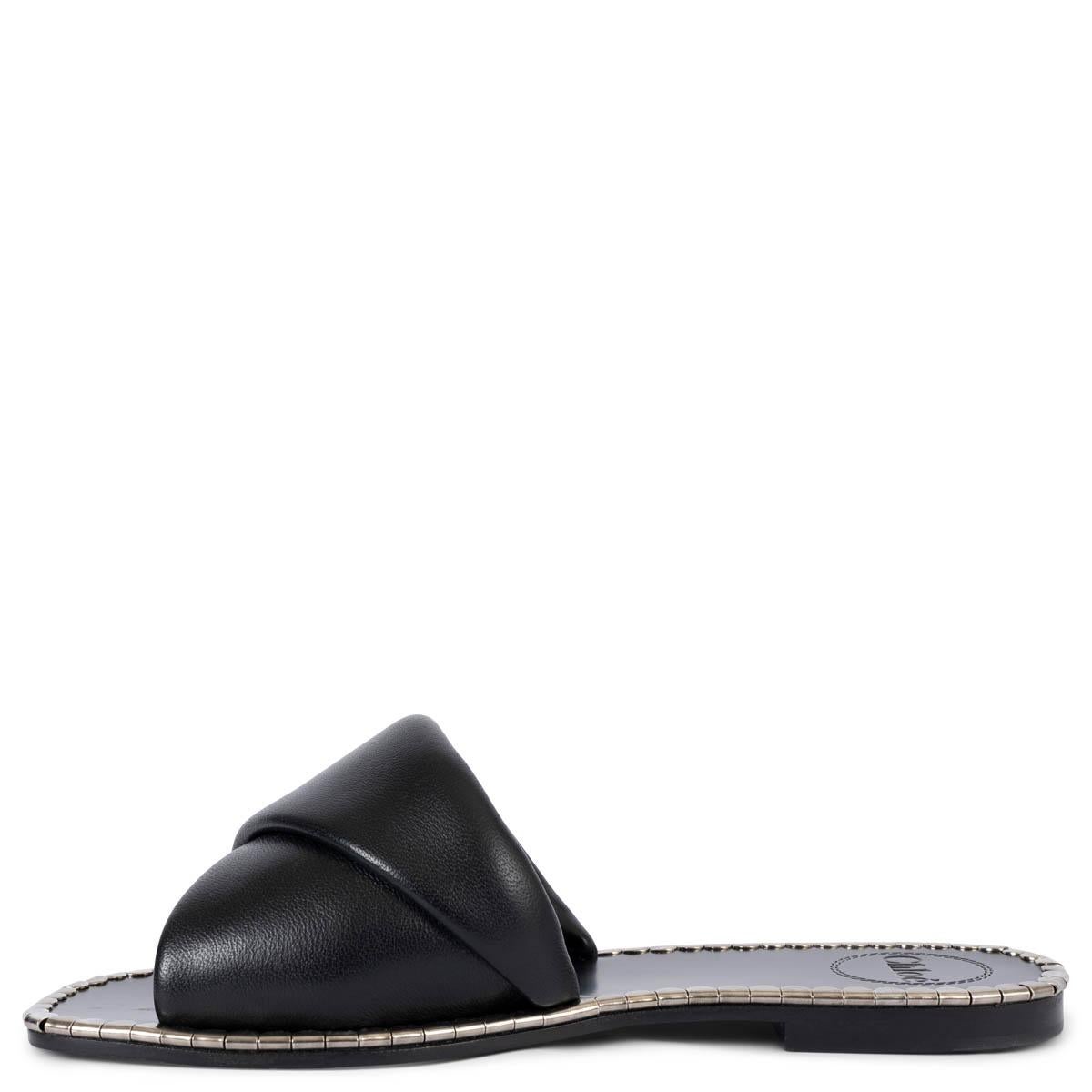 CHLOE cuir noir IDOL Slides Sandales Chaussures 37 Pour femmes en vente