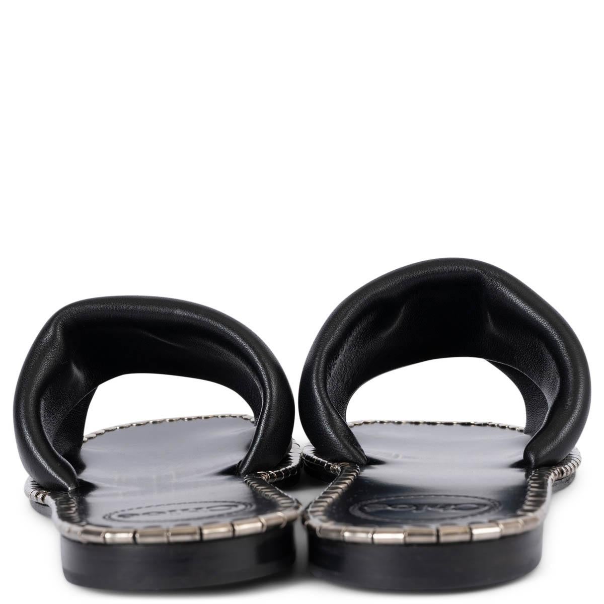 CHLOE cuir noir IDOL Slides Sandales Chaussures 37 en vente 1