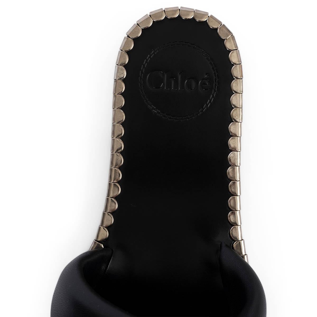 CHLOE cuir noir IDOL Slides Sandales Chaussures 37 en vente 3