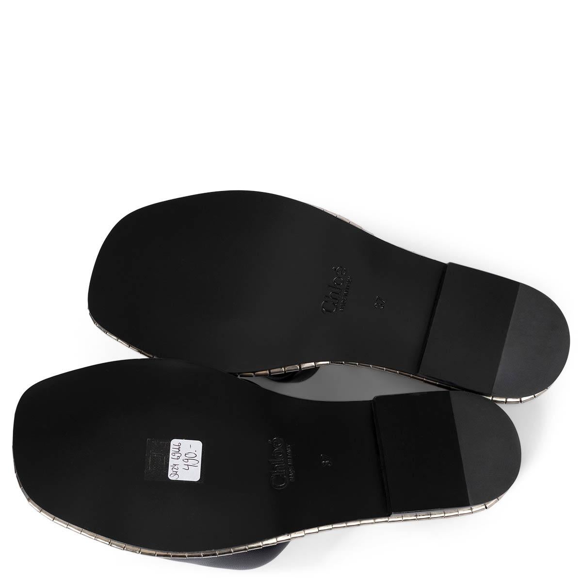 CHLOE cuir noir IDOL Slides Sandales Chaussures 37 en vente 4