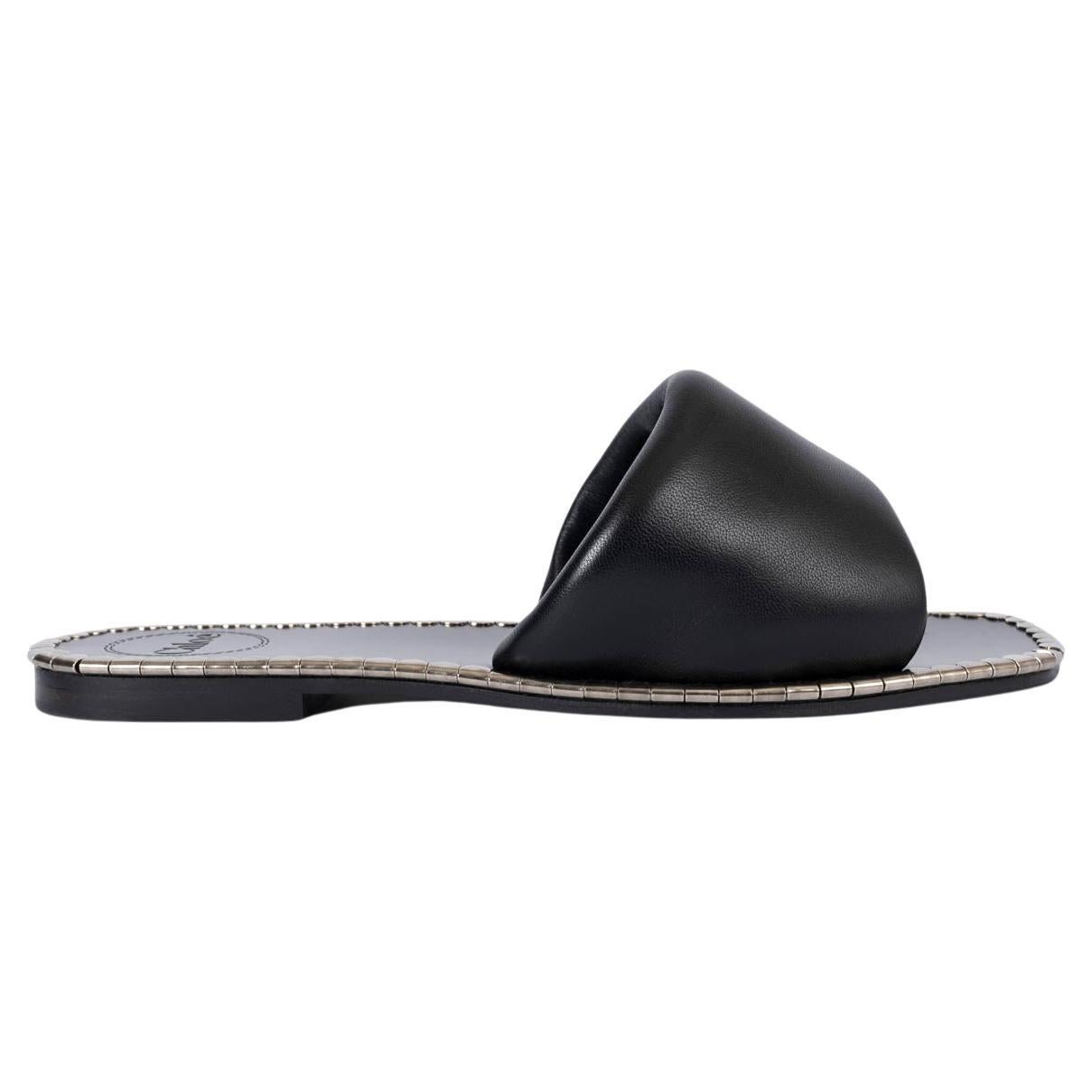 CHLOE cuir noir IDOL Slides Sandales Chaussures 37 en vente
