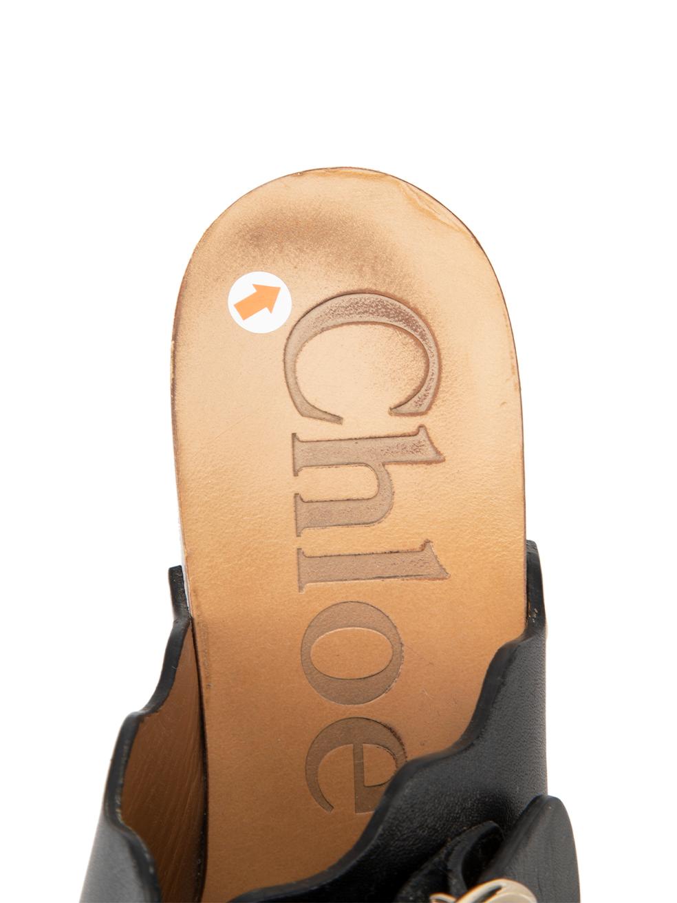 Chloé Black Leather Ingrid Platform Sandals Size IT 36 2