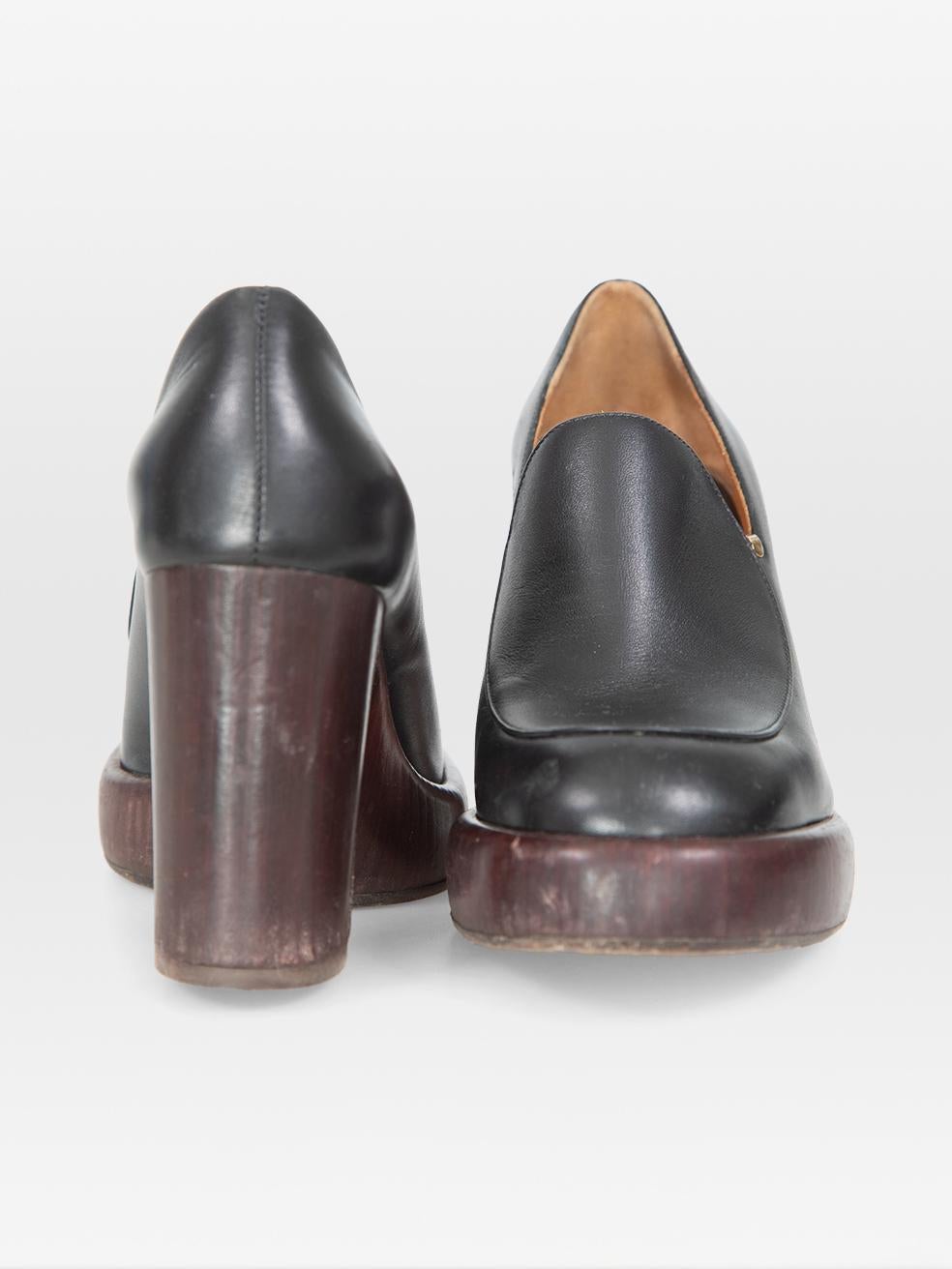 Noir Mocassins à talons en cuir noir Chloé Taille IT 36.5 en vente