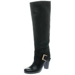 Chloe Black Leather Knee High Boots Size 38