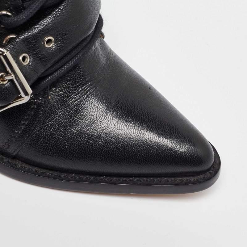 Chloe Botines de piel negra con cordones Talla 35 2