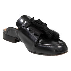 Chloé Black Leather Lace Up Mules Talla IT 40