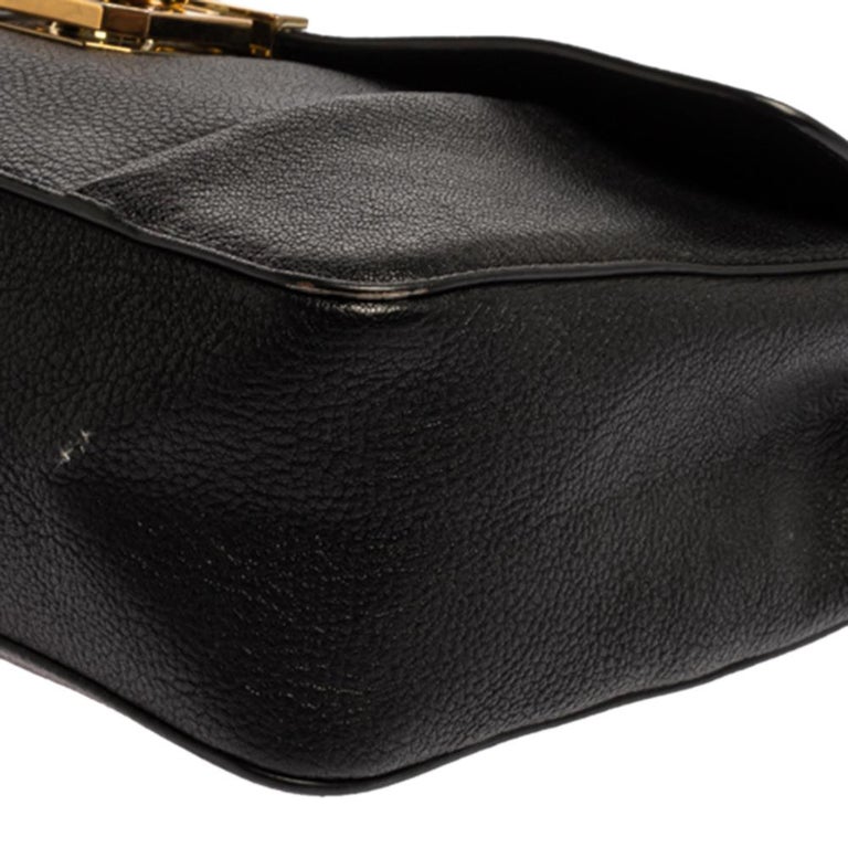 Chloe Black Leather Large Elsie Shoulder Bag For Sale 5
