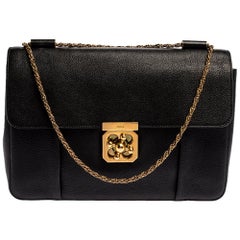 Chloe Black Leather Large Elsie Shoulder Bag