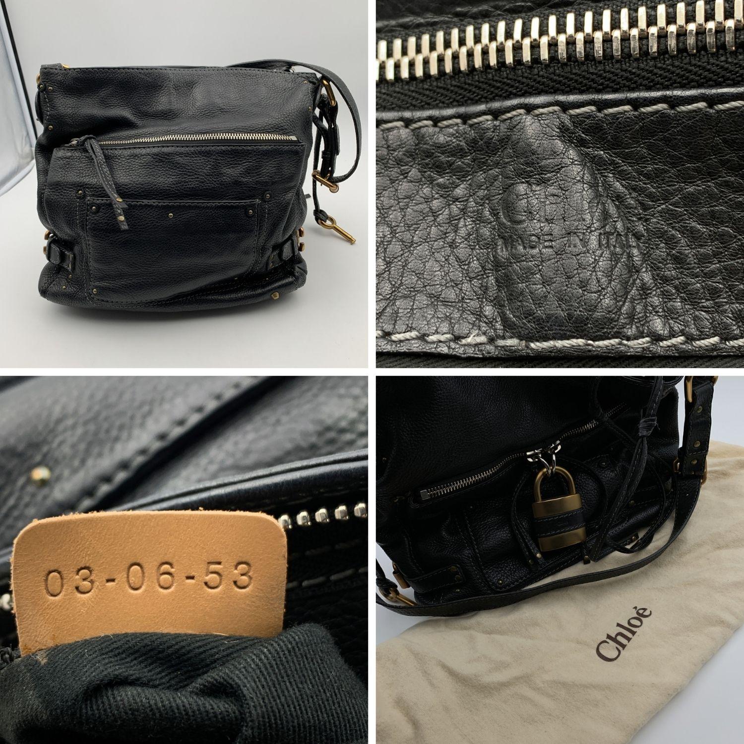 Women's Chloe Black Leather Large Paddington Padlock Shoulder Bag