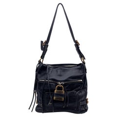 Chloe Black Leather Large Paddington Padlock Shoulder Bag