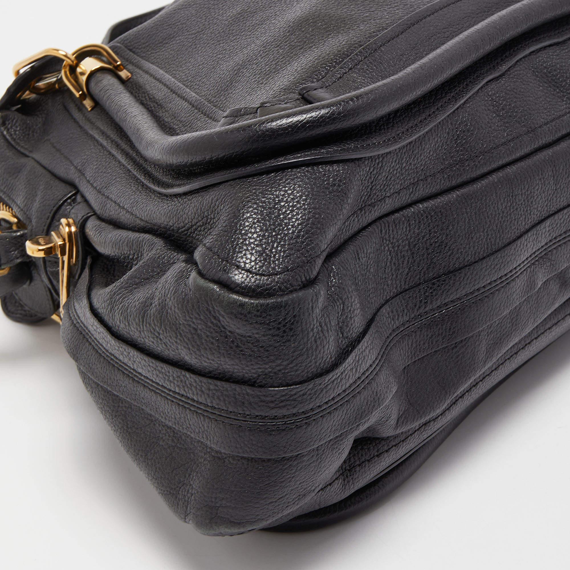 Chloe Black Leather Large Paraty Shoulder Bag 6