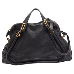 Chloe Black Leather Large Paraty Shoulder Bag