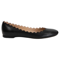 CHLOE black leather LAUREN Ballet Flats Shoes 36