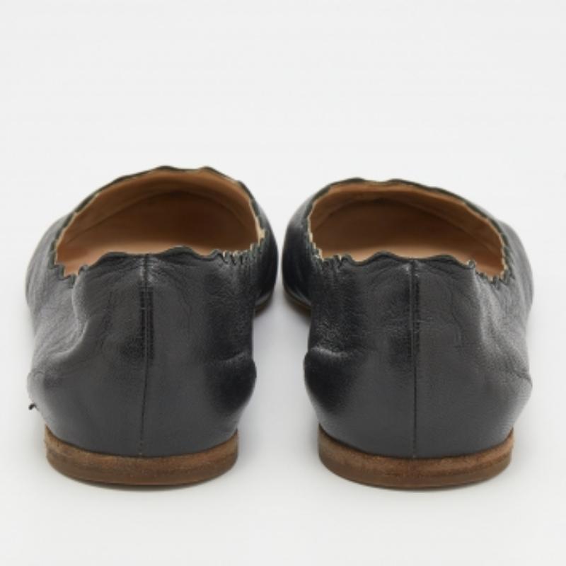 Chloe Ballerine Lauren in pelle nera misura 37 in vendita 1