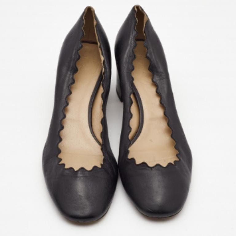Noir Chloé cuir noir Laurena festonné  Escarpins taille 39,5 en vente