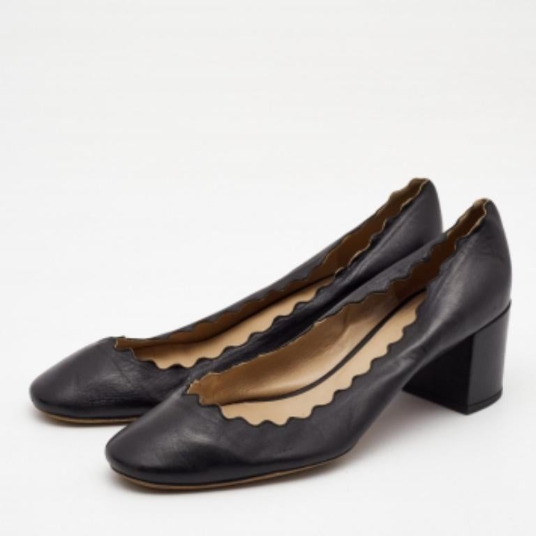 Chloé cuir noir Laurena festonné  Escarpins taille 39,5 en vente 3