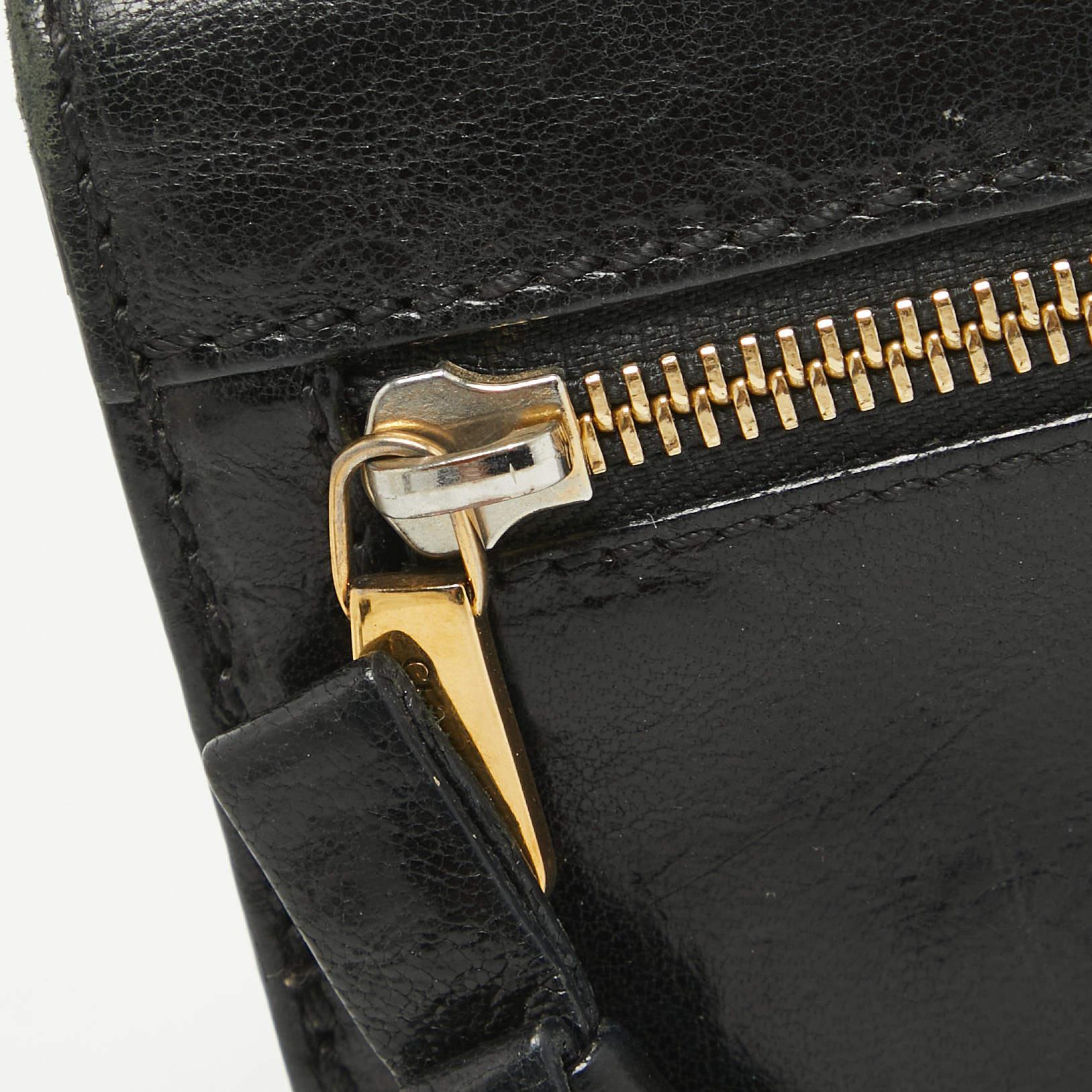 Chloe Black Leather Logo Continental Wallet For Sale 5
