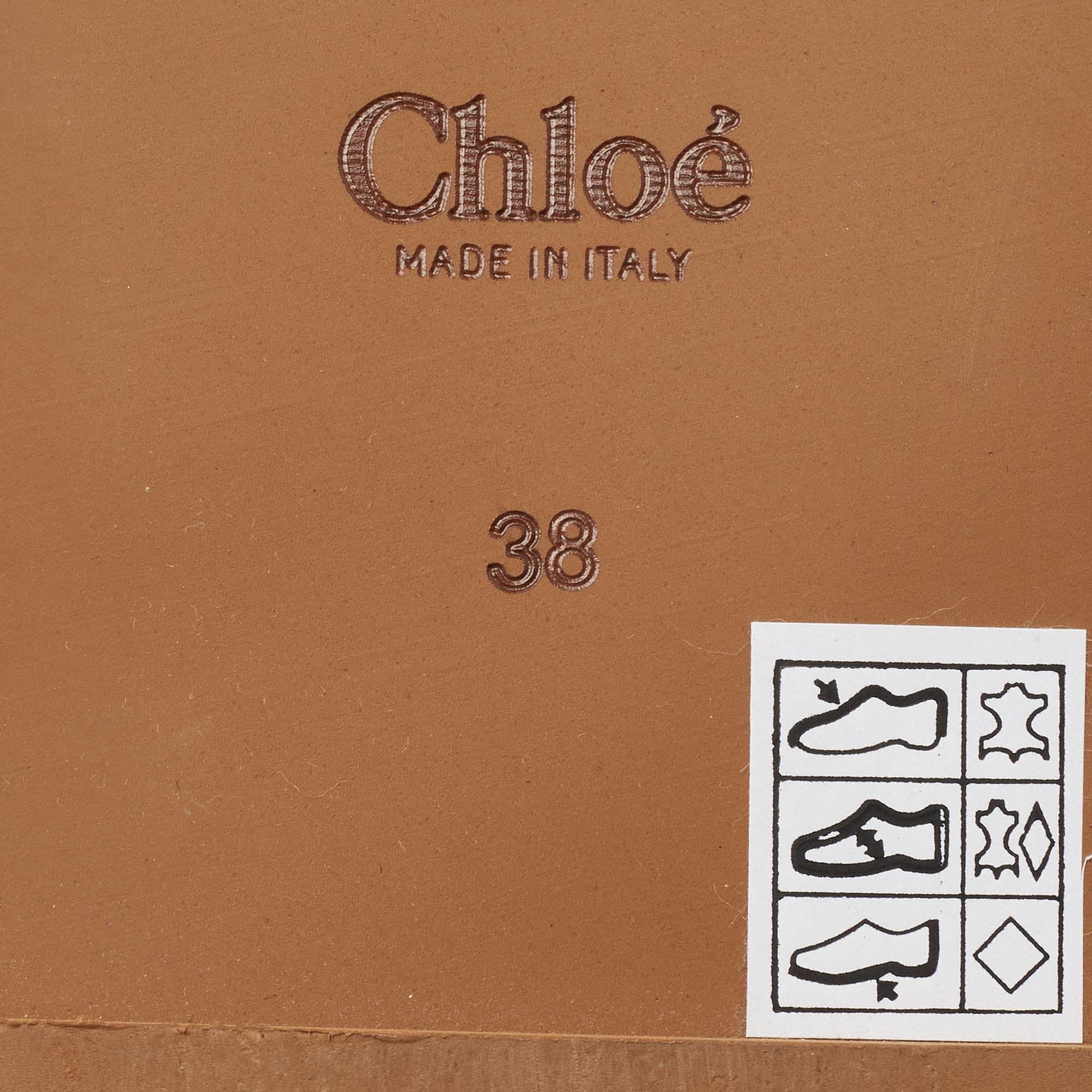 Chloe Black Leather Logo Embroidered Woody Flat Slides Size 38 4